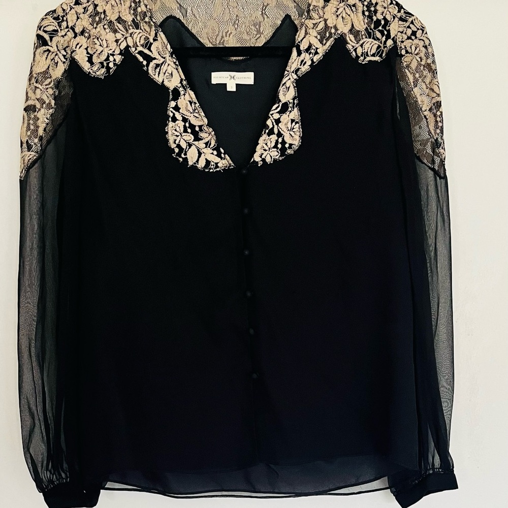 Nightcap clothing brand silk blouse with lace detail size 3.